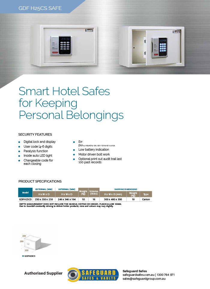 Guardall Hotel Safe GDFH25CS