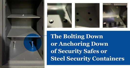 the bolting down or anchoring down of security safes or steel security containers