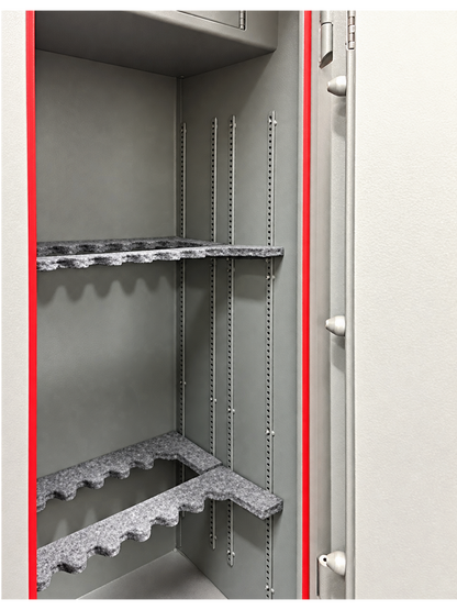 SS14P interior rifle racks with white open door