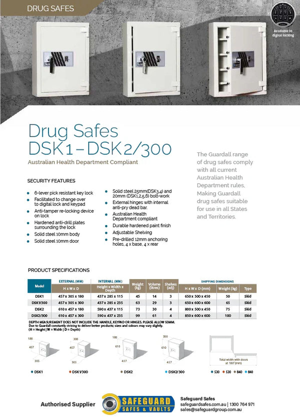 Guardall Drug Safe DSK2/300K – Safeguard Safes Australasia Pty Ltd