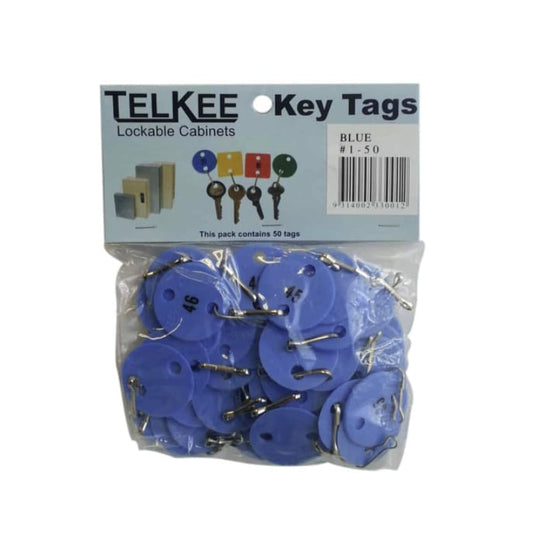 Telkee Numbered Key Tags #1-50 Blue
