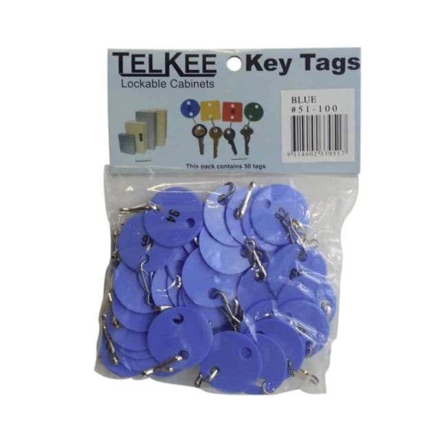 Telkee Numbered Key Tags #51-100 Blue